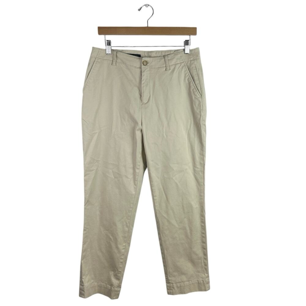 Brooks Brothers Women's Beige High Waist Straight Leg Chino Trousers Pants Sz 10